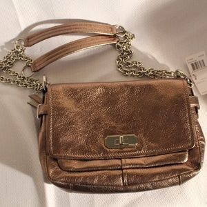 Coach Chelsea Metallic Leather Flap Handbag NWT